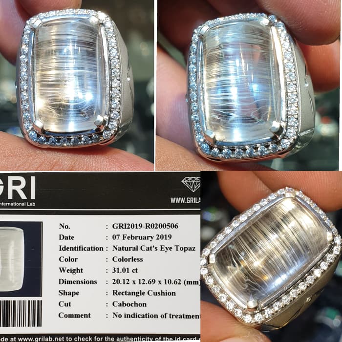 Batu Cat Eye Topaz  Memo 31.01 crt Clean